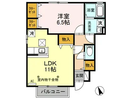 ラルジュメゾンB(1LDK/1階)の間取り写真
