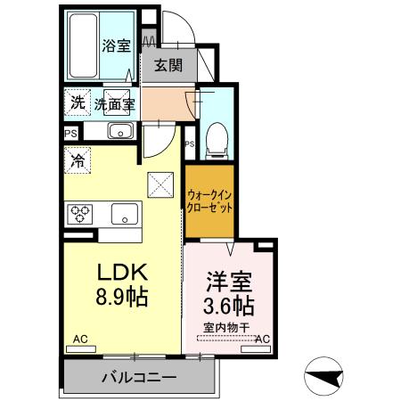 グランフォレMI(1LDK/1階)の間取り写真
