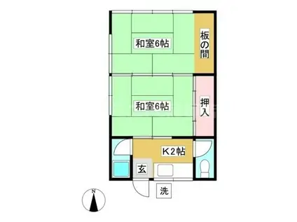 形原町下屋敷壁谷(2K/1階)の間取り写真