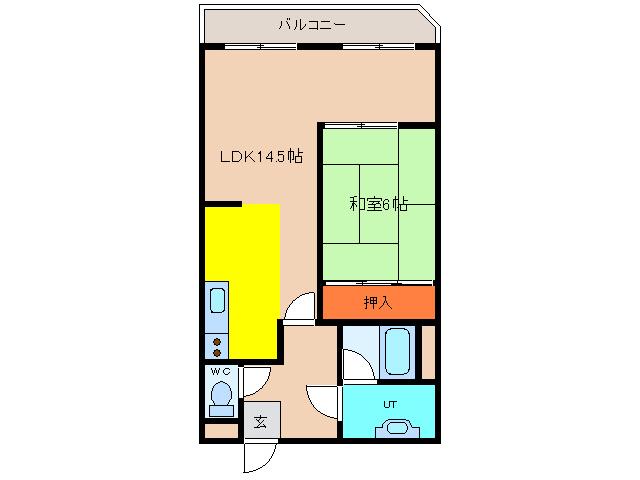 ロイヤルシティ弐番館青柳(1LDK/2階)の間取り写真