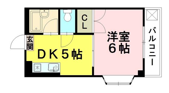 サンライズ鶴江A棟(1DK/2階)の間取り写真