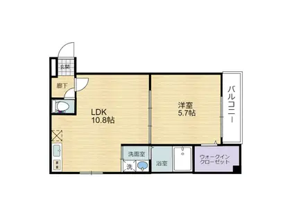 リバティ川西(1LDK/2階)の間取り写真