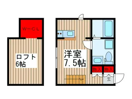 プリマ坂戸弐番館(ワンルーム/2階)の間取り写真