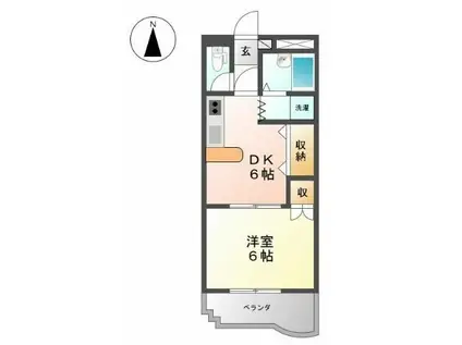 パーク三同(1K/2階)の間取り写真