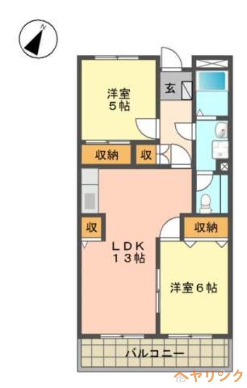 サンシティ名東(2LDK/2階)の間取り写真