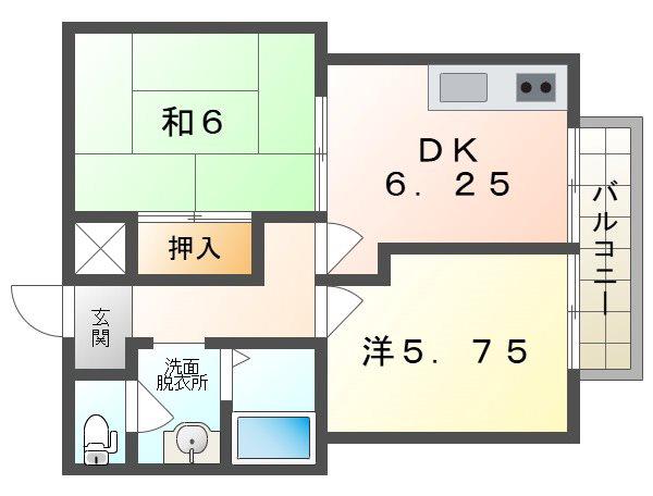 シャンテ渡辺(2DK/2階)の間取り写真