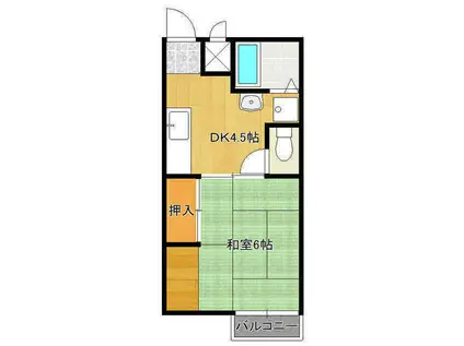 コーポひまわり(1DK/2階)の間取り写真