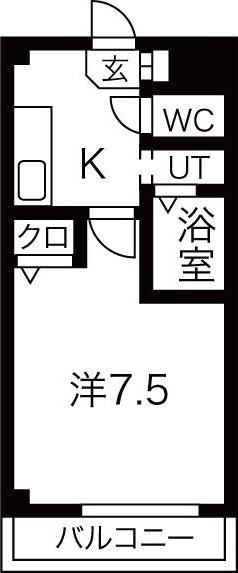 レジデンス司II(1K/3階)の間取り写真