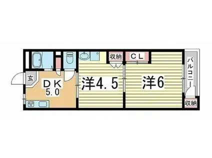 平野マンション(2DK/1階)の間取り写真