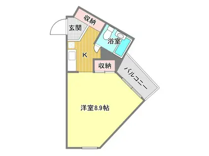 カーサ・ミラ浜松(1K/3階)の間取り写真