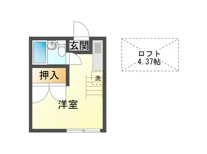 コスモワン(ワンルーム/2階)の間取り写真