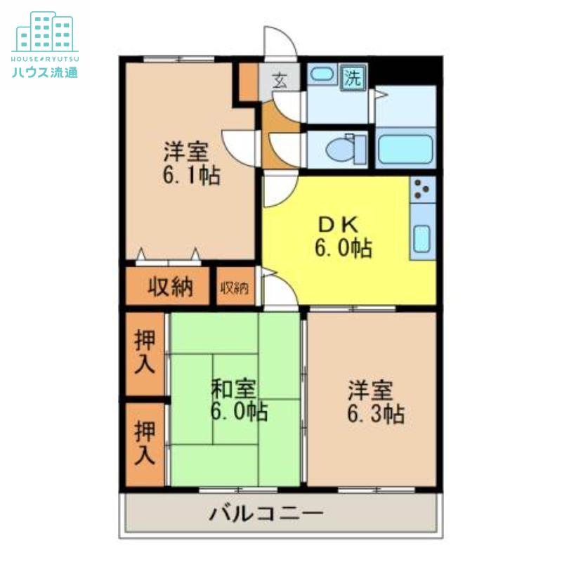 柳原マンション I(3DK/3階)の間取り写真
