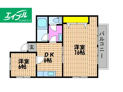 ファーレンハイトII(1LDK/2階)の間取り写真