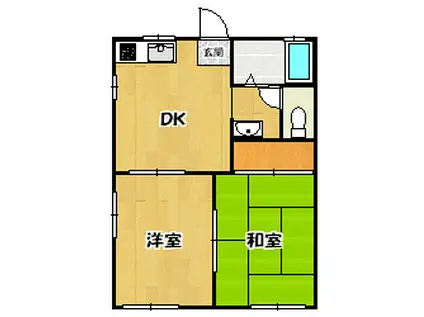 アーバン白木(2DK/1階)の間取り写真