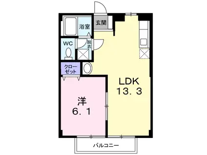 ルセスA DK(1LDK/2階)の間取り写真