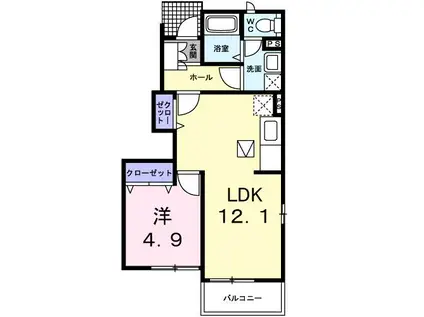 ヴィアーレI(1LDK/1階)の間取り写真