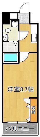 NO.65クロッシングタワーORIENT.BLD(1K/4階)の間取り写真