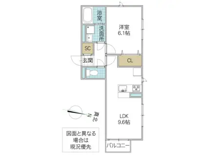 CASA SERENA(1LDK/2階)の間取り写真