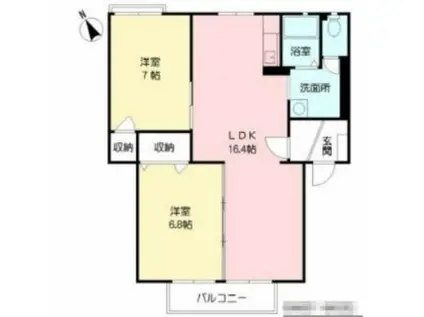フレグランス常磐B棟(2LDK/2階)の間取り写真