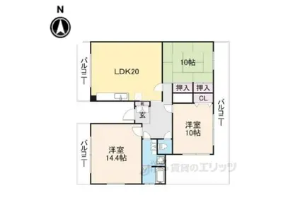 HARAマンション(3LDK/3階)の間取り写真