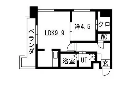 ビュークレスト佐賀駅前(1LDK/2階)の間取り写真