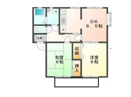 ウィンディア手城 A・B・C(2DK/1階)の間取り写真