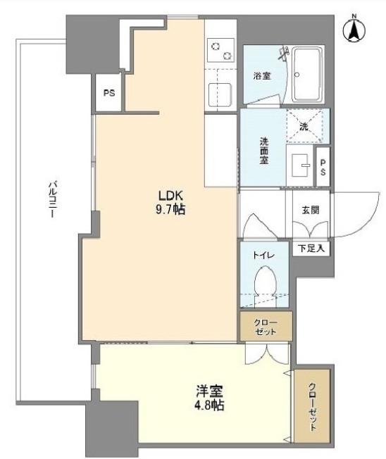 RJRプレシア南堀江(1LDK/14階)の間取り写真