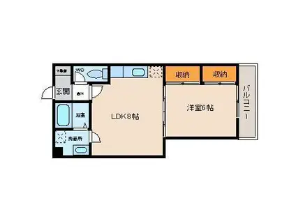 サンフローラ東町(1LDK/3階)の間取り写真