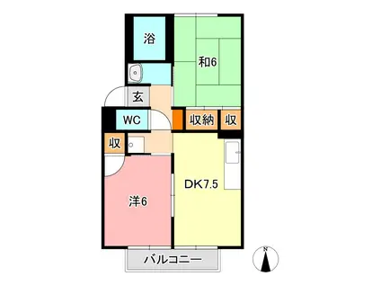 サンハイツ今A(2DK/2階)の間取り写真