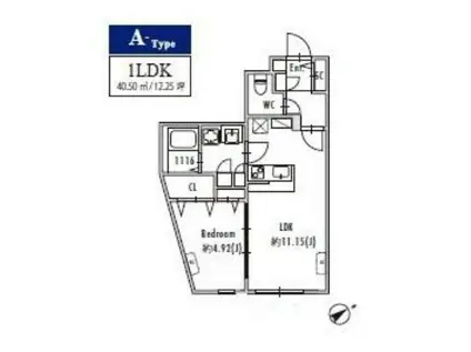 グランパセオ下北沢(1LDK/2階)の間取り写真