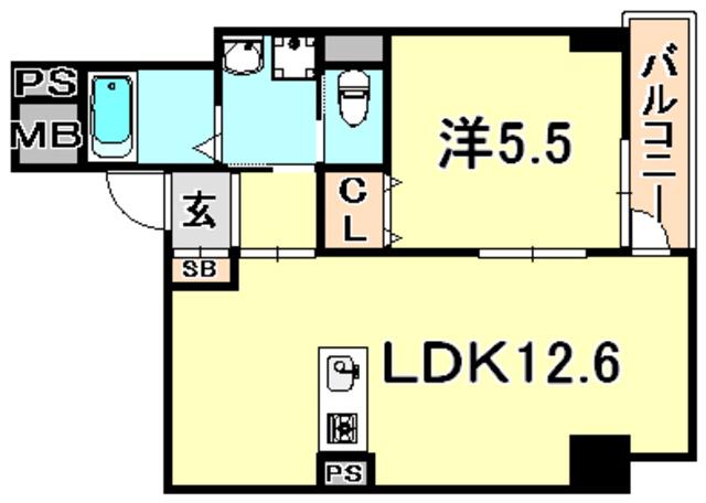 FUJI GARDEN 神楽(1LDK/5階)の間取り写真