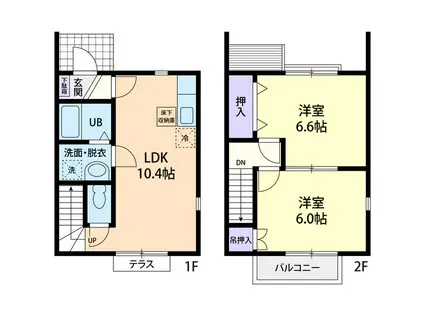メゾネットFUKASAWA A(2LDK/1階)の間取り写真