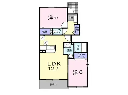 フレスコビエント II(2LDK/1階)の間取り写真