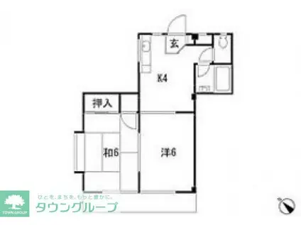 ハイツもろはし(2K/2階)の間取り写真