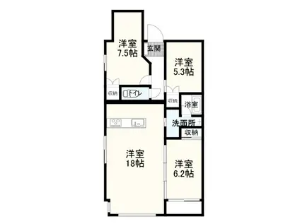 ベイフロントマンション(3LDK/5階)の間取り写真