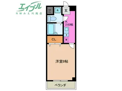 サニーヒルズあい(1K/5階)の間取り写真