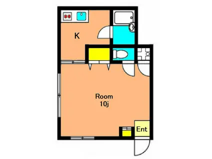 ウイング塩山(1K/2階)の間取り写真