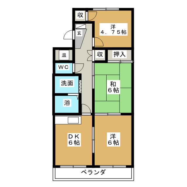 ノースベル(3DK/4階)の間取り写真