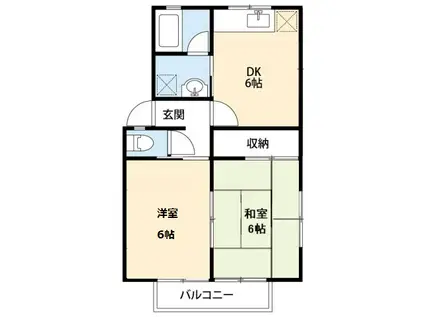 ハイツパ-72 D棟(2DK/2階)の間取り写真