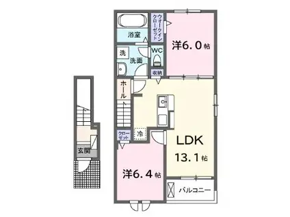 ジャック イン ザ ボックスII(2LDK/2階)の間取り写真