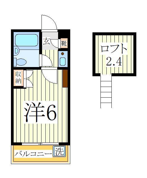 ジュネパレス我孫子第05(1K/2階)の間取り写真