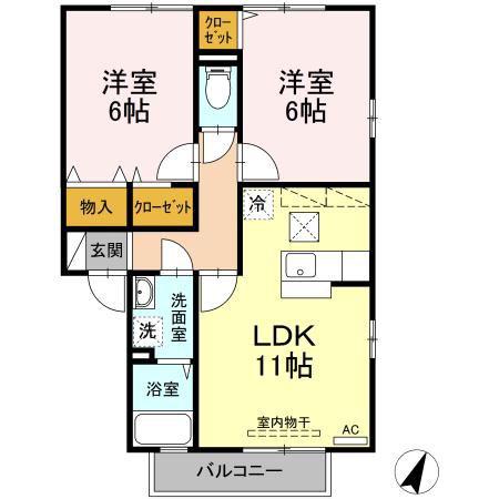 エーデルハイムI(2LDK/1階)の間取り写真