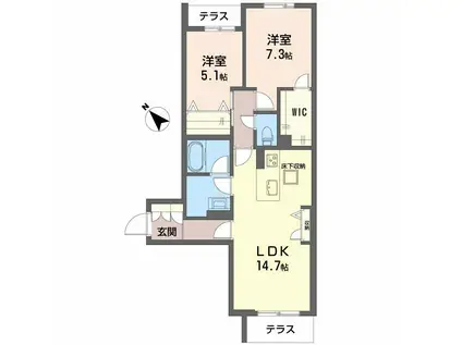 シャーメゾン ルポア(2LDK/1階)の間取り写真