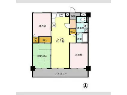 サンローヤル香坂(3LDK/7階)の間取り写真