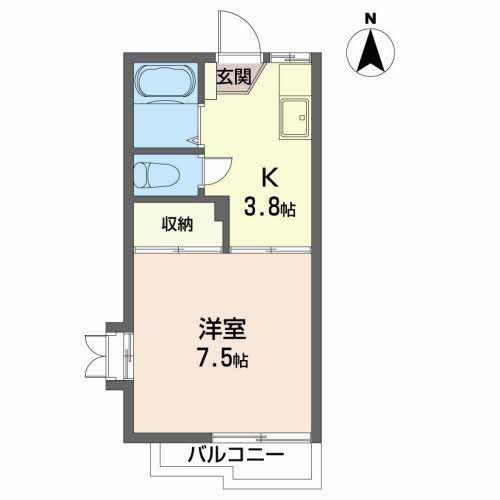 リッチフィールド都南(1K/2階)の間取り写真