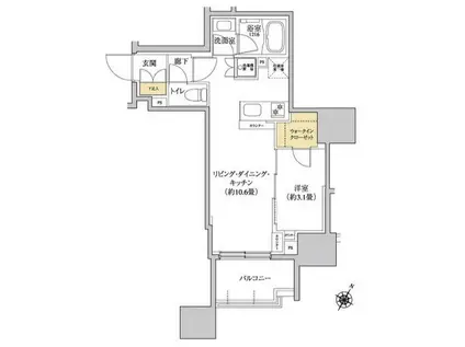 グレーシアフィット三軒茶屋(1LDK/5階)の間取り写真