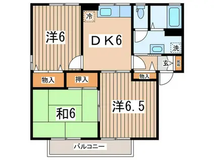 チャコールハイツB(3DK/2階)の間取り写真