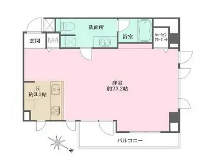 グレンパーク神楽坂(ワンルーム/2階)の間取り写真