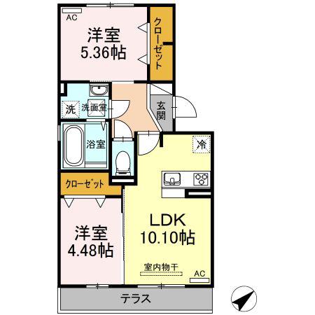 D-ROOMそら(2LDK/1階)の間取り写真
