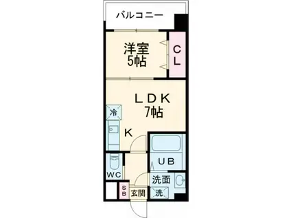 CLUB ORIENT BLD NO.87 MARIAGE STATI(1LDK/5階)の間取り写真